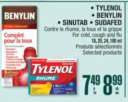 Jean Coutu TYLENOL, BENYLIN, SINUTAB, SUDAFED For cold, cough and flu Selected products offer