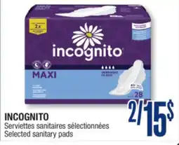 Jean Coutu INCOGNITO Selected sanitary pads offer