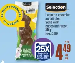 Jean Coutu SELECTION Solid milk chocolate rabbit offer