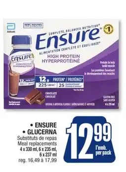 Jean Coutu ENSURE, GLUCERNA Meal replacements offer