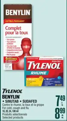 Jean Coutu TYLENOL, BENYLIN Selected products offer