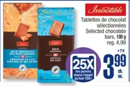 Jean Coutu Irresistible Selected chocolate bars offer