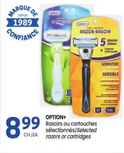 Uniprix OPTION+ Rasoirs ou cartouches sélectionnés/Selected razors or cartridges offer