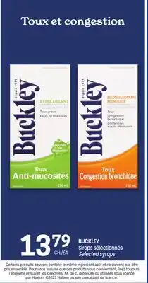 Uniprix BUCKLEY Sirops sélectionnés/Selected syrups offer