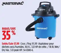 Canadian Tire Mastervac 18.9L Wet/ Dry Vac offer