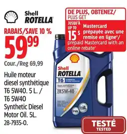 Canadian Tire Shell T6 5W40 Synthetic Diesel Motor Oil offer
