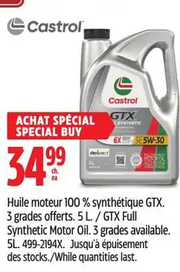 Canadian Tire GTX Full Synthetic Motor Oil. 3 grades available. 5L offer