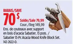 Canadian Tire Sabatier 13-Pc Acacia Wood Knife Block Set offer