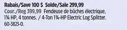 Canadian Tire 4-Ton 13⁄4-HP Electric Log Splitter offer