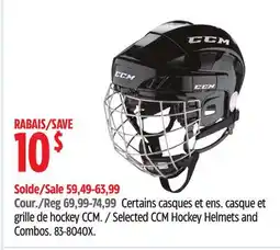 Canadian Tire Selected CCM Hockey Helmets and Combos offer