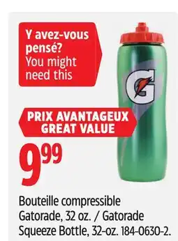 Canadian Tire Gatorade Squeeze Bottle, 32-oz offer