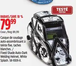 Canadian Tire Fixed-Shade Auto-Dark Welding Helmet, White Splash offer