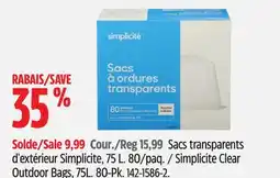 Canadian Tire Clear Outdoor Bags, 75L offer