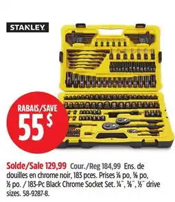 Canadian Tire 183-Pc Black Chrome Socket Set. 1⁄4˝, 3⁄8˝, 1⁄2˝ drive sizes offer