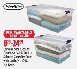 Canadian Tire Selected ClearView Totes with Latch offer
