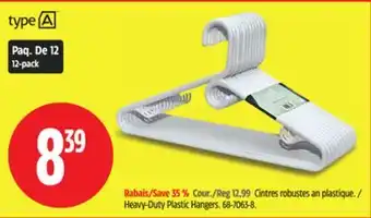 Canadian Tire type A Heavy-Duty Plastic Hangers offer
