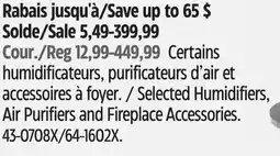 Canadian Tire Selected Humidifiers, Air Purifiers and Fireplace Accessories offer