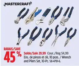 Canadian Tire Mastercraft Wrench and Pliers Set offer