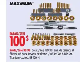 Canadian Tire 86-Pc Tap & Die Set. Titanium-coated offer