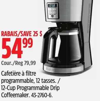 Canadian Tire Black & Decker 12-Cup Programmable Drip Coffeemaker offer