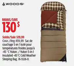 Canadian Tire Woods Yukon 5-in-1 Insulated -45°C Cold Weather sleeping Bag offer