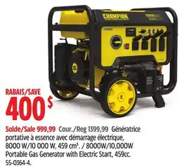 Canadian Tire champion 8000W/10,000W Portable Gas Generator with Electric Start offer