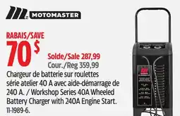 Canadian Tire Motomaster Workshop Series 40A Wheeled Battery Charger with 240A Engine Start offer
