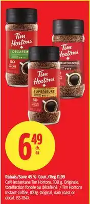 Canadian Tire Tim Hortons Instant Coffee offer