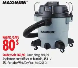 Canadian Tire 45L Portable Wet/Dry Vac offer