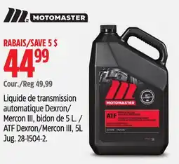 Canadian Tire MOTOMASTER Mercon III, bidon de 5 L. ATF Dexron/Mercon III, 5L Jug offer