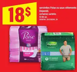 Maxi SERVIETTES POISE OU SOUS-VÊTEMENTS DEPENDS, 12-66 UN offer