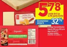Maxi FROMAGE MOZZARELISSIMA SAPUTO 500 G OU 400 G OU RÂPÉ 320 G PC offer