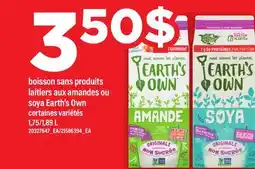 Maxi BOISSON SANS PRODUITS LAITIERS AUX AMANDES OU SOYA EARTH'S OWN, 1,75/1 offer