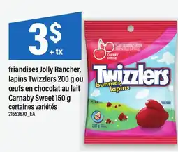 Maxi FRIANDISES JOLLY RANCHER, LAPINS TWIZZLERS 200 G OU ŒUFS EN CHOCOLAT AU LAIT CARNABY SWEET 150 G offer