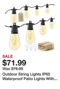 Wayfair Outdoor String Lights IP65 Waterproof Patio Lights With Shatterproof LED Bulbs offer