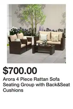 Wayfair Arora 4 Piece Rattan Sofa Seating Group with Back&Seat Cushions offer