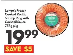 Longo's Frozen Cooked Pacific Shrimp Ring with Cocktail Sauce offer