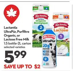 Longo's UltraPūr, Purfiltre Organic, or Lactose Free Milk offer
