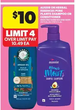 Real Canadian Superstore AUSSIE OR HERBAL ESSENCES PURE PLANTS SHAMPOO OR CONDITIONER offer