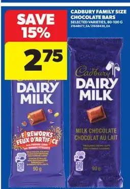 Real Canadian Superstore CADBURY FAMILY SIZE CHOCOLATE BARS offer