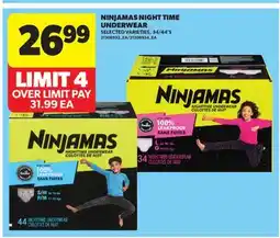 Real Canadian Superstore NINJAMAS NIGHT TIME UNDERWEAR, 34/44'S offer