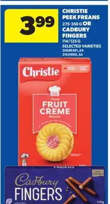 Real Canadian Superstore CHRISTIE PEEK FREANS 275-350 G OR CADBURY FINGERS 114/125 G offer