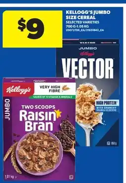 Real Canadian Superstore KELLOGG'S JUMBO SIZE CEREAL, 700 G - 1.05 KG offer