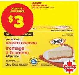 Real Canadian Superstore NO NAME CREAM CHEESE, 227/250 G offer
