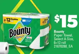 Real Canadian Superstore BOUNTY PAPER TOWEL SELECT A SIZE, 6 = 12 ROLL offer