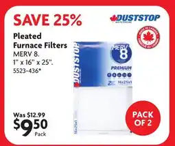 Home Hardware Pleated Furnace Filters MERV 8.1 x 16 x 25 offer