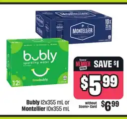 FreshCo Bubly 12x355 mL or Montellier 10x355 mL offer