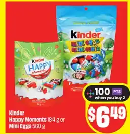 FreshCo Kinder Happy Moments 184 g or Mini Eggs 560 g offer