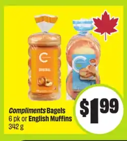 FreshCo Compliments Bagels 6 pk or English Muffins 342 g offer