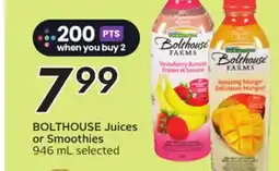 Sobeys BOLTHOUSE Juices or Smoothies offer